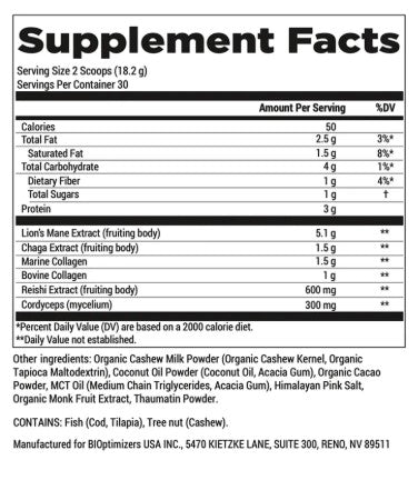 BiOptimizers Mushroom Breakthrough Powder - Chocolicious 30 servings